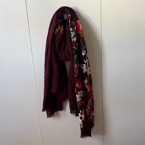 Burgundy Floral Scarf